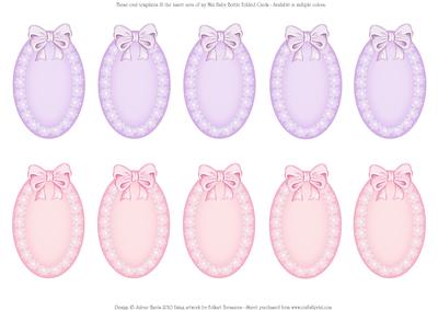 Mini Oval Lace and Ribbon Inserts - Purple and Pink