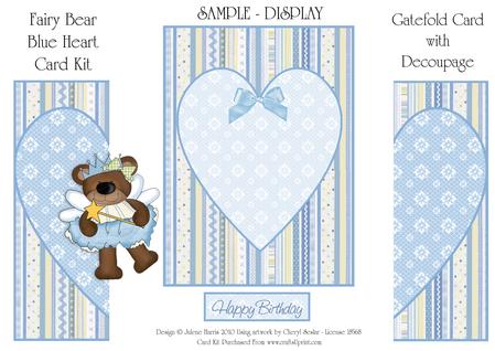 Fairy Bear Blue Heart - Card Kit