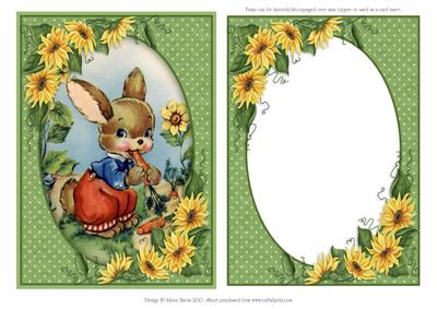 Bunny in the Garden - Framed Card Topper