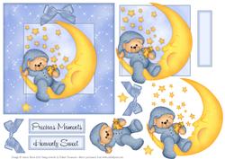Heavenly Sweet Baby Boy Bear - Decoupage Card
