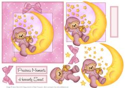 Heavenly Sweet Baby Girl Bear - Decoupage Card