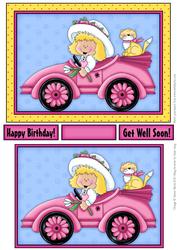 Little Driving Daisy Girl - Quick Card