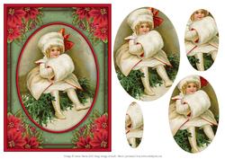 Victorian Girl in Poinsettia Frame - Pyramid Card