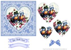 Get Well Birdies - Heart Pyramid Card