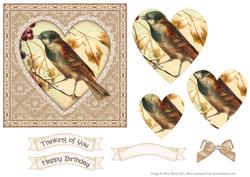 Birdie and Berries - Heart Pyramid Card