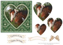 Portrait of Horses - Heart Pyramid Card