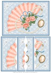 Elegant Fan with Pearls and Lace - Wavy Side Stacker