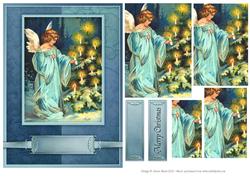 Blue Christmas Angel - Pyramid Card