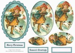 Victorian Girl in Ice Skates - Oval Pyramid