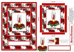 Red Poinsettia Candle - Shadowbox Pyramid Card