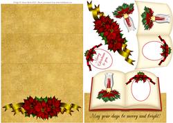 Christmas Poinsettias - Easel Book Card