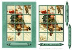 Children Snow Sledding - Window Tile Card