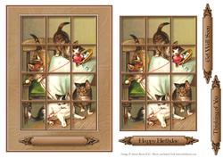 Four Playful Kittens - Window Tile Card