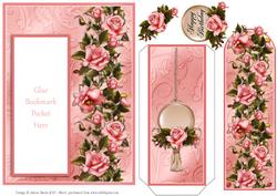 Pink Serenity Roses - Bookmark Pocket Card