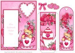 Teddy Bear Tea Cup - Bookmark Pocket Card