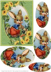 Bunny in the Garden - Pyramid Card