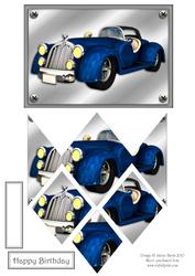 Vintage Blue Auto - Diamond Stacker Card