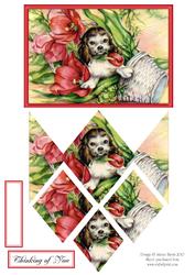 Puppy in the Tulips - Diamond Stacker Card
