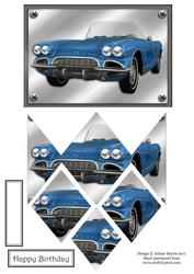 Blue Convertible - Diamond Stacker Card