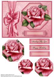 Perfectly Pink Rose - Octagon Pyramid Card