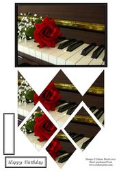 Rose on the Piano Keys - Diamond Stacker Card