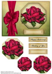 Red Summer Rose - Octagon Pyramid Card