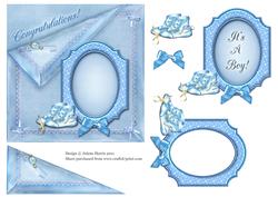 Congratulations Vintage Baby Boy - Decoupage Card