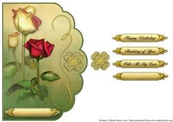 Red Summer Roses - Scalloped Edge Card