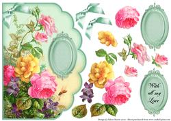 Vintage Flower Garden - Scalloped Edge Card