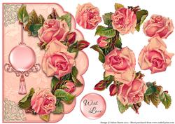 Pink Roses with Love - Scalloped Edge Card