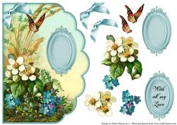 Butterfly in the Flower Garden - Scalloped Edge Card