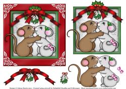 Christmas Mouse Kiss - Decoupage Card