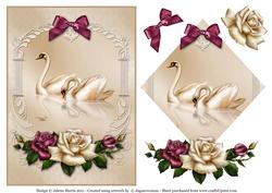 Graceful Swans - Decoupage Card