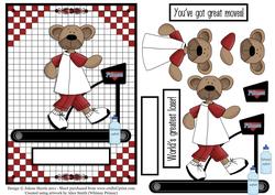Getting Fit Bear - Decoupage Card