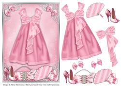 Beautiful Pink Gown - Decoupage Card