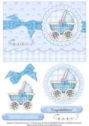 Baby Buggy in Blue - Decoupage Card