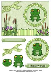 Hoppy Little Frog - Decoupage Card