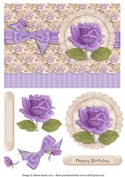 Subtle Lavender Rose - Decoupage Card