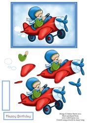 Flying High Airplane - Decoupage Card