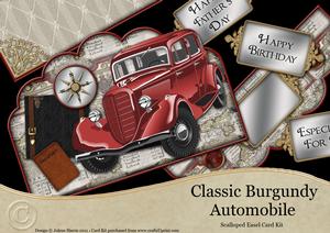 Classic Burgundy Automobile - Scalloped Easel Card Kit