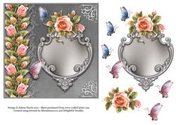 Moonlit Roses and Butterflies - Decoupage Card