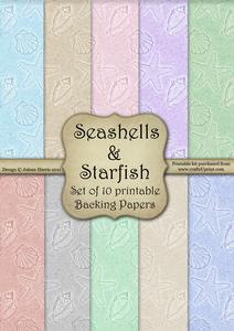 Seashells and Starfish - Embossed Backing Paper Kit