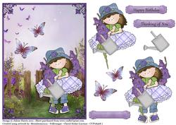Cloey's Purple Garden - Decoupage Card