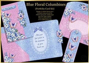 Blue Floral Columbines - Portfolio Card Kit