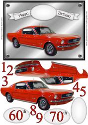 Classic Red Mustang - Decoupage Card