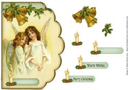 Sisterly Christmas Angels - Scalloped Edge Card
