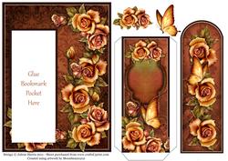 Soft Autumn Roses - Bookmark Pocket Card