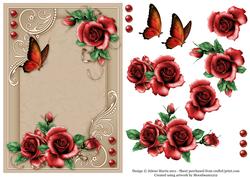 Decorative Red Roses (no Text) - Decoupage Card