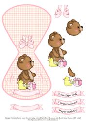 Fuzzy Cubby Baby Girl - Wobble Card