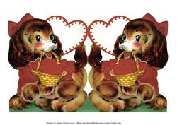 Pretty Valentine Puppy - Folded Shaped Card